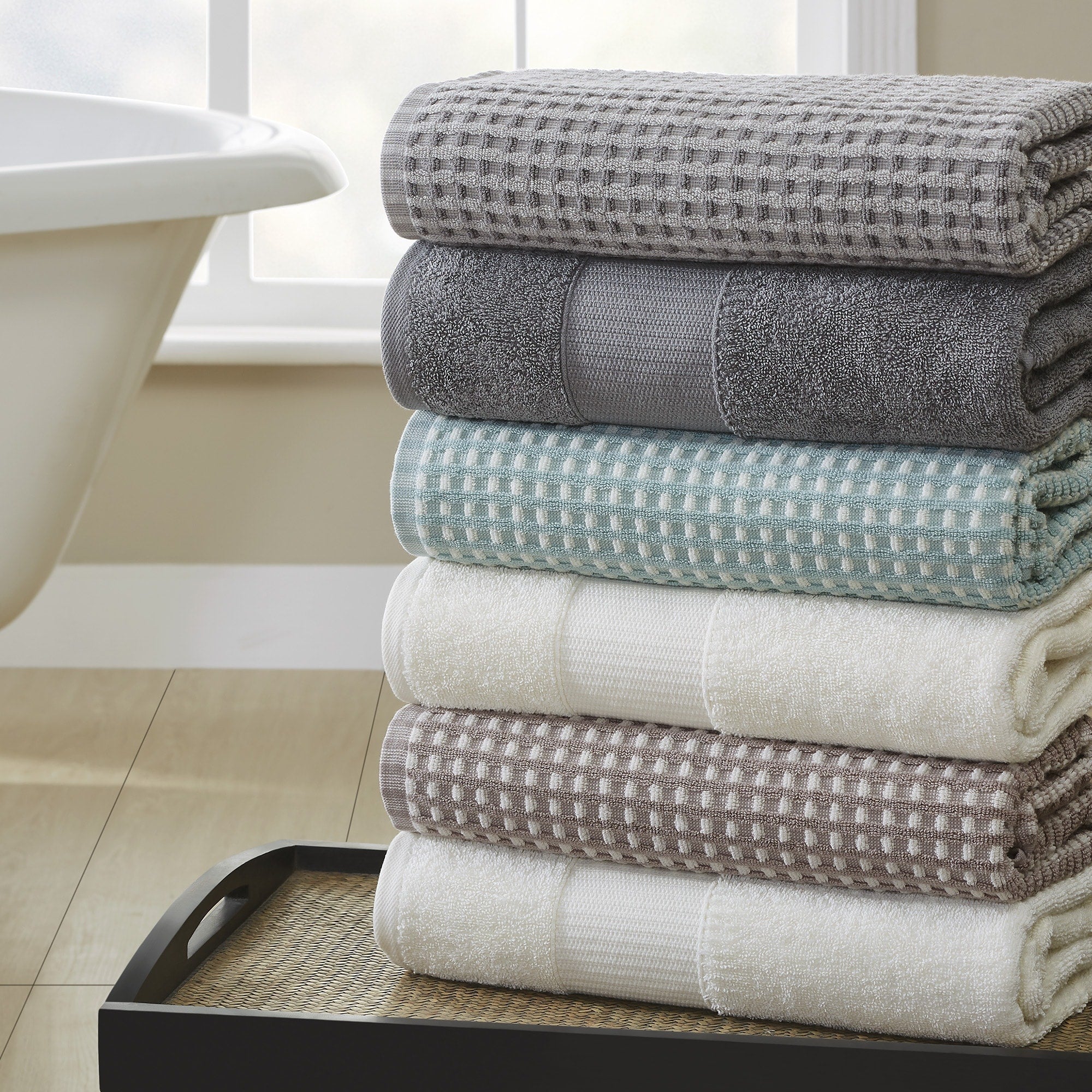 Amrapur Overseas 6 Piece Yarn Dyed Cobblestone Jacquard Towel Set N A