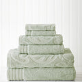 6 Piece Jacquard Solid Medallion Swirl Towel Set