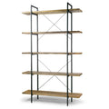 Amrit 84.5 Wood Shelf Metal Frame Etagere Five Shelf Bookcase