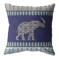 Paisley Elephant Double Sided Suede Pillow Zippered Navy