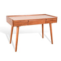 Amy Writing Desk 48 Inch Rectangular Tabletop 3 Drawers Brown Solid Wood