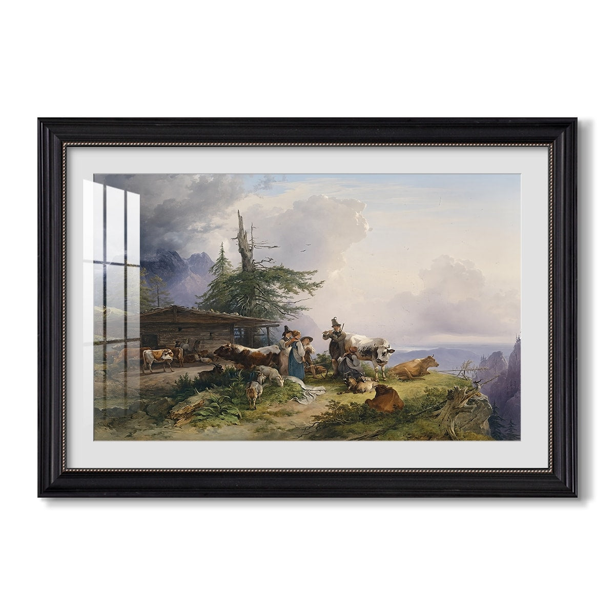 An Alpine Farm On The 1835 Friedrich Gauermann Custom Framed Print