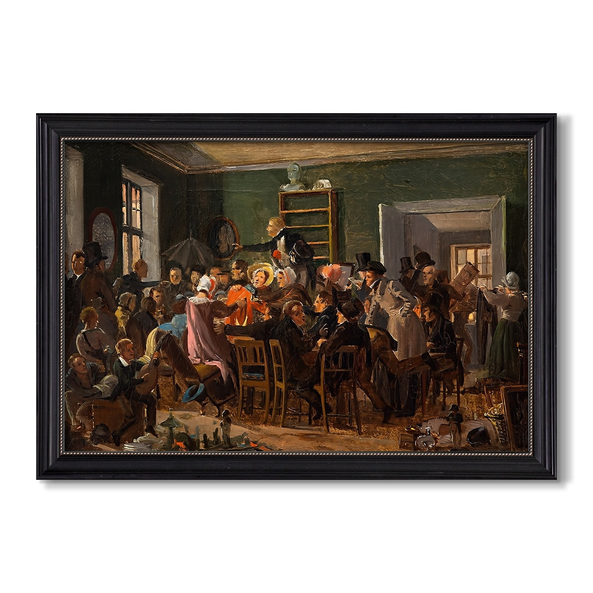 An Auction Scene 1835 Wilhelm Marstrand Custom Framed Canvas