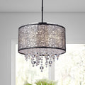 Anais 4 Light Black Metal And Crystal Drum Chandelier