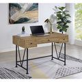 Carbon Loft Jess Black Metal V Base Reclaimed Wood 3 Drawer Desk
