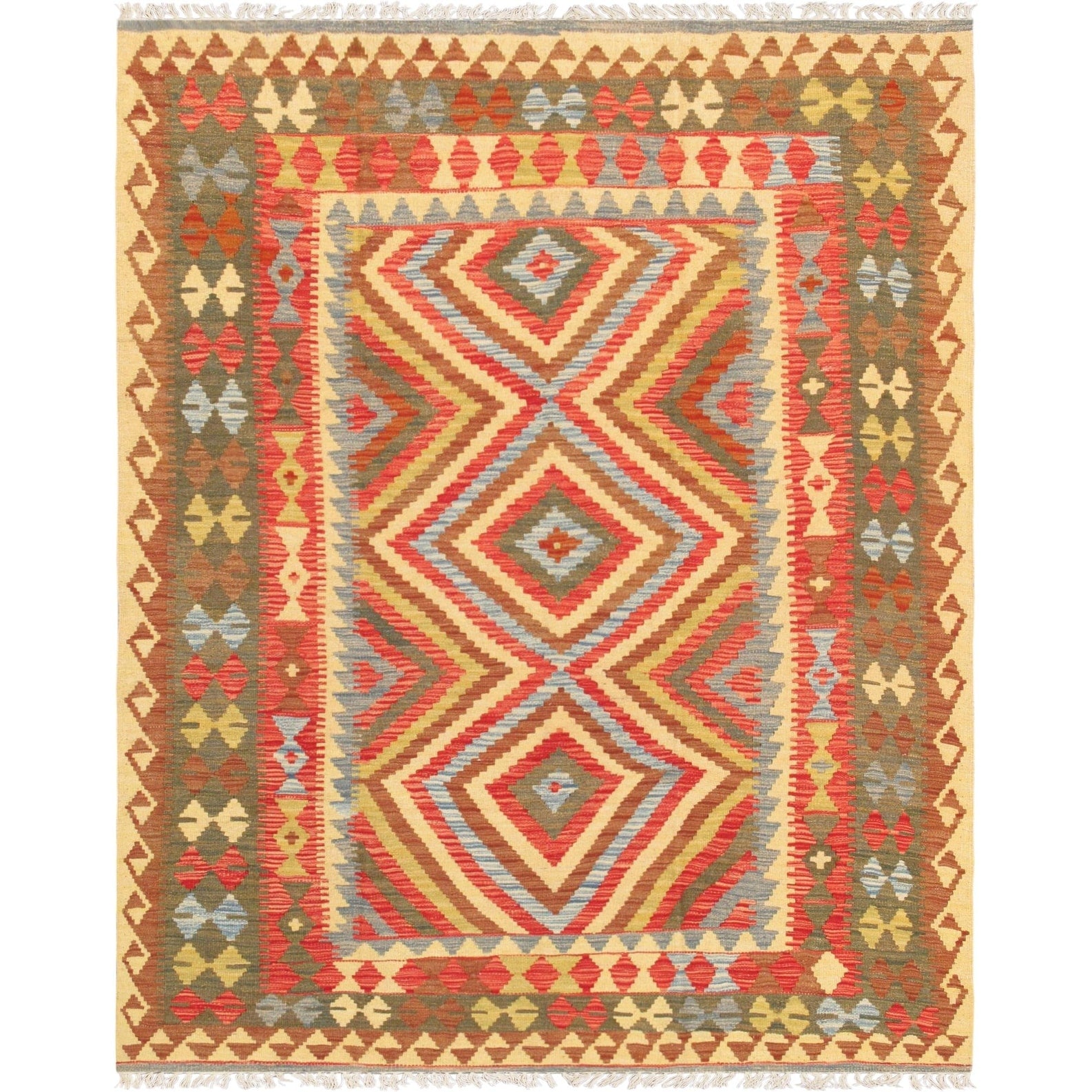 Anatolian Multi Kilim Hand Woven Wool Area Rug 5 1 X 6 5