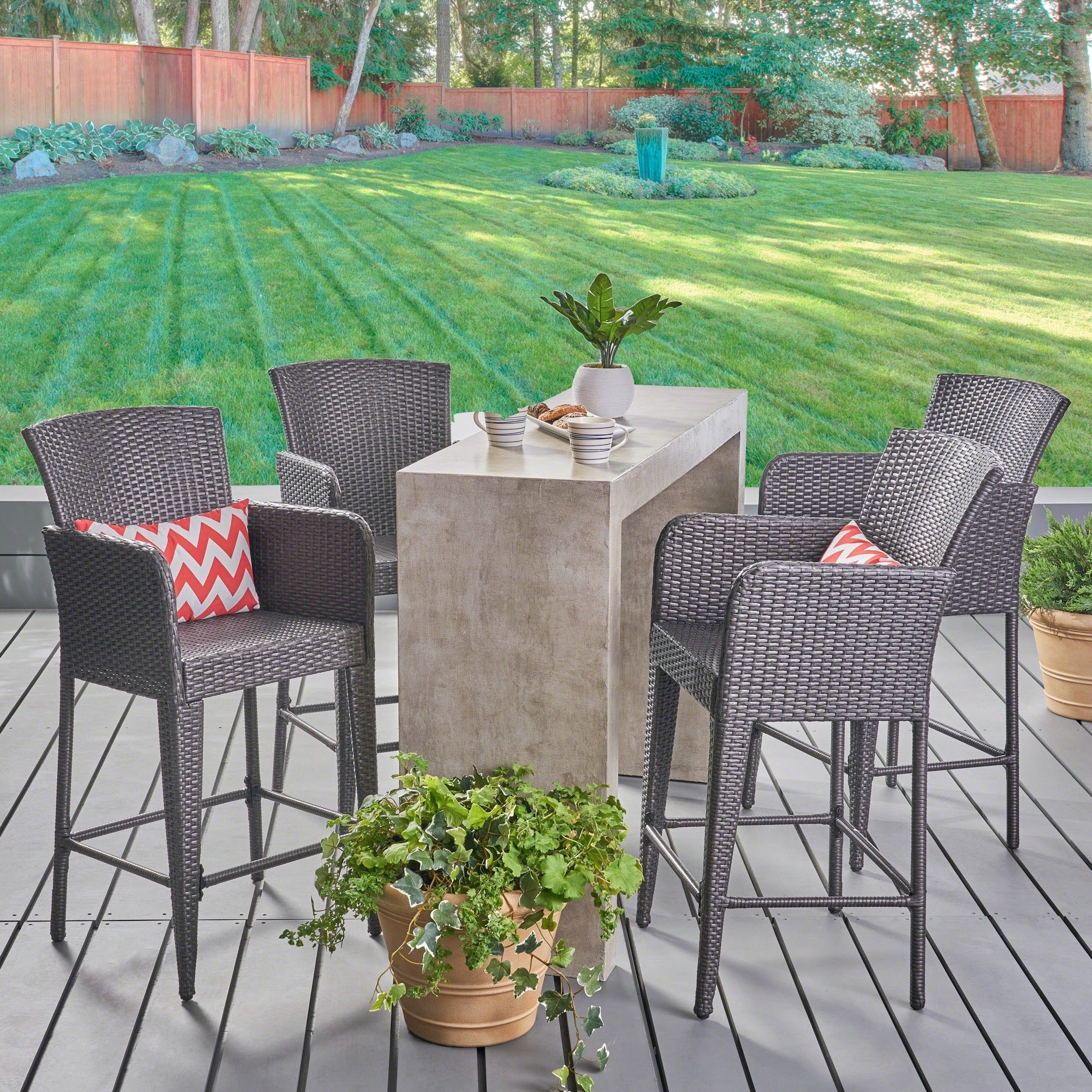 Anaya Outdoor 38 Inch Wicker Barstool By Christopher Knight Home