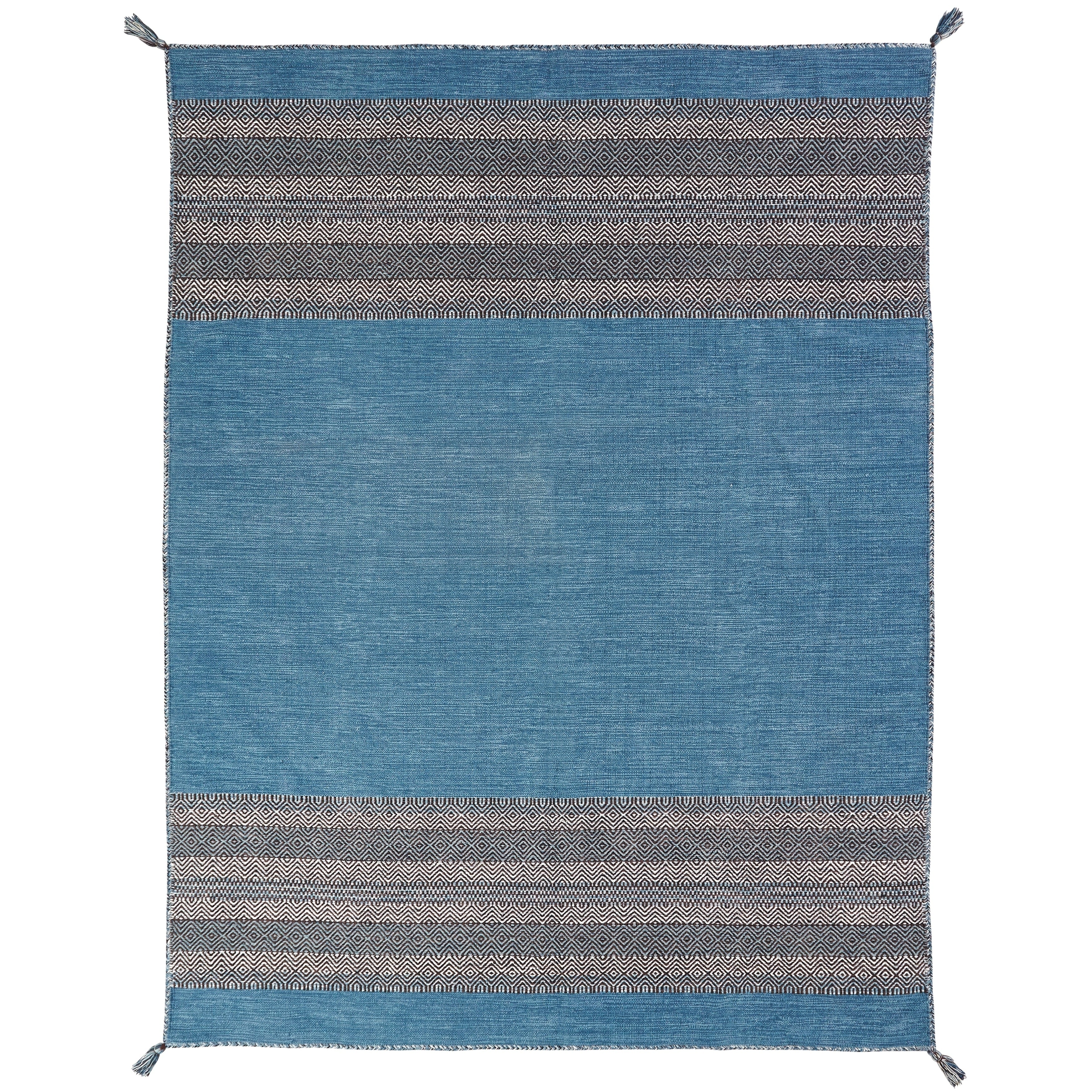 Andes Desert Teal Chenille Cotton Handmade Kilim Area Rug 86 X 116 86 X 116