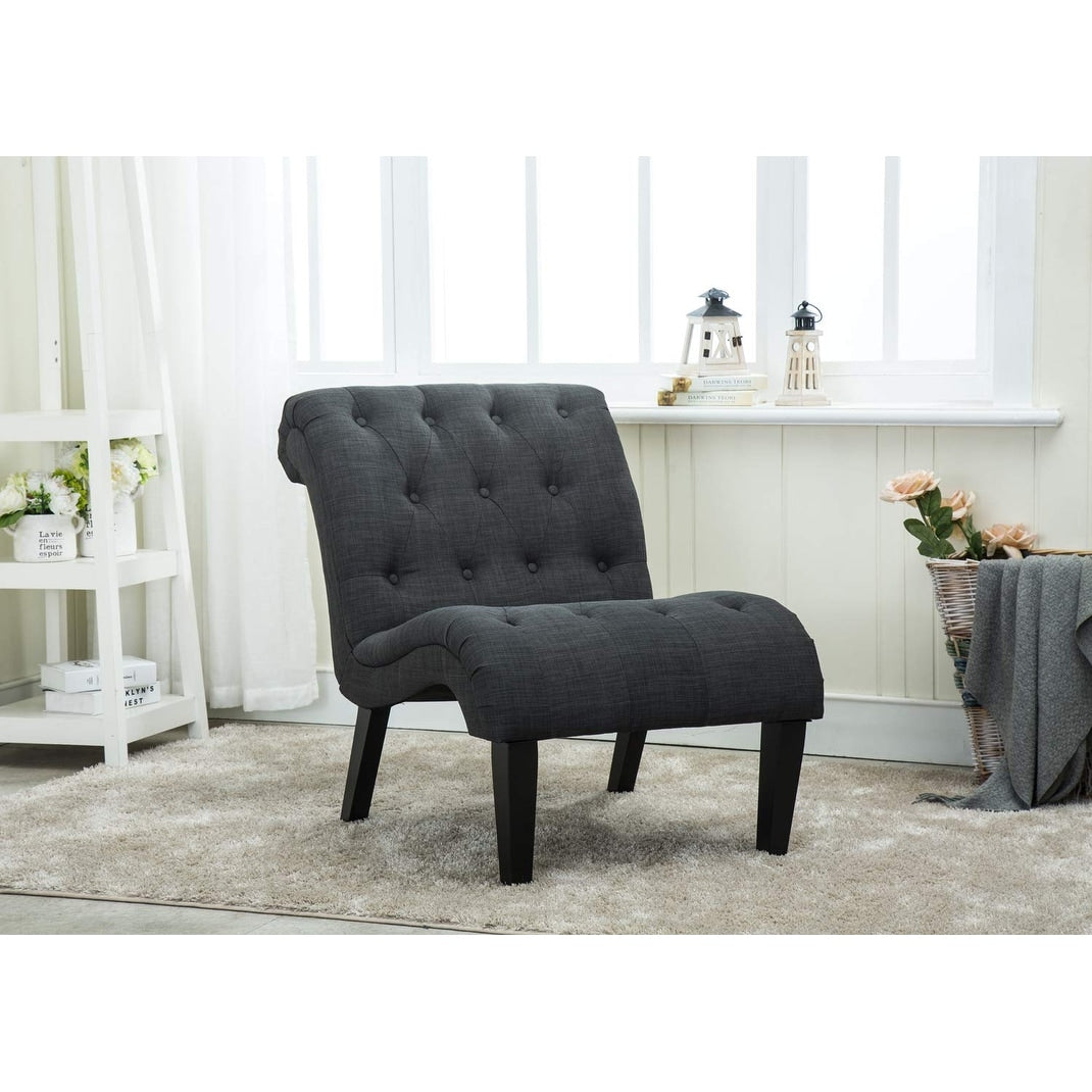 Copper Grove Kamianske Armless Linen Upholstered Accent Lounge Chair