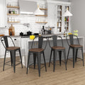 Andeworld High Back Metal Barstools Dining Chair Counter Stool Bar Chairs With Wooden Seat Set Of 4 26 Inch