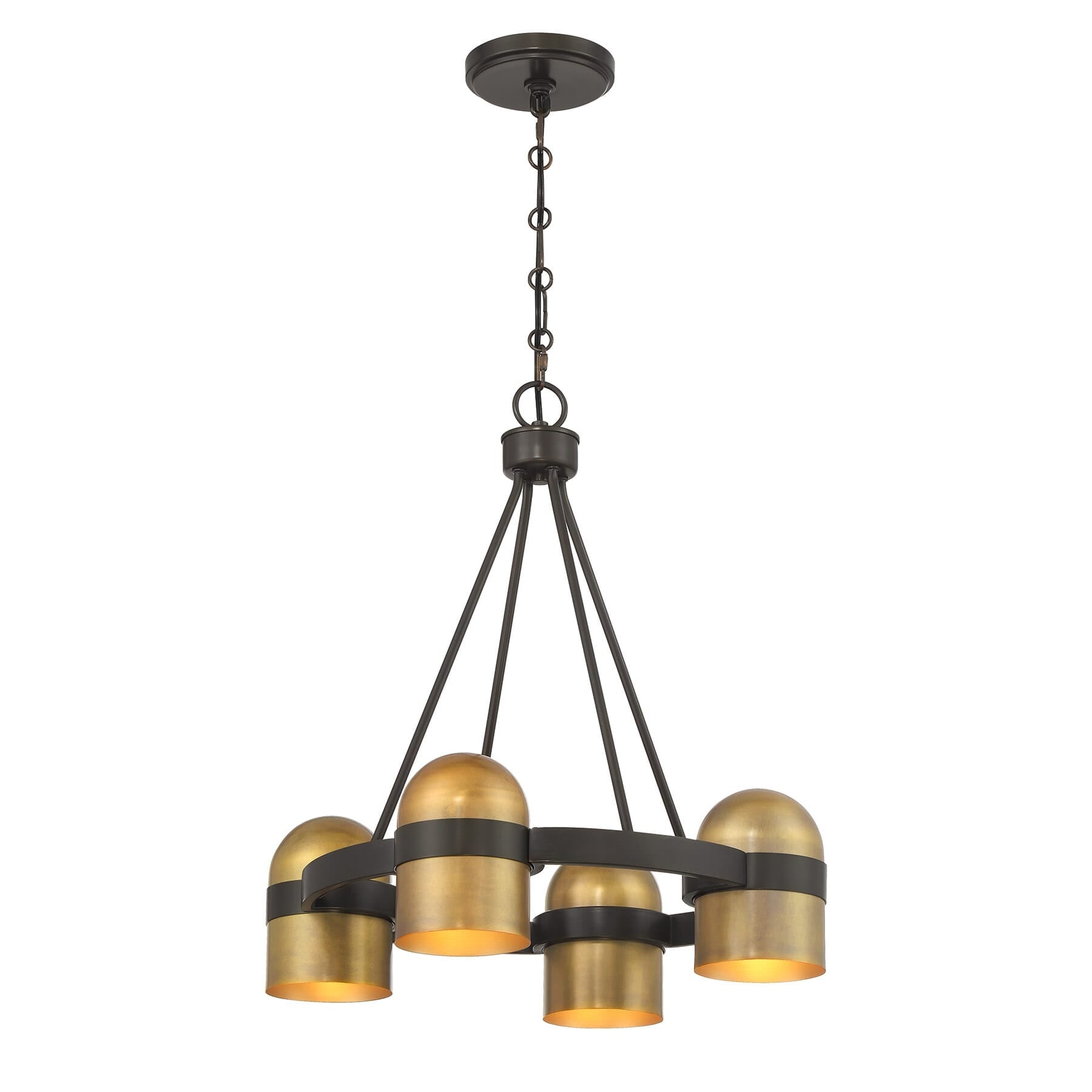 Andover 4 Light Chandelier In Mediterranean Bronze And Riviera Brass
