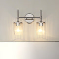 Andrea 15 Inch 2 Light Polished Nickel Vanity Light With Clear Ribbed Glass Shades