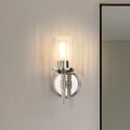 Andrea 5 Inch 1 Light Polished Nickel Vanity Light With Clear Ribbed Glass Shade