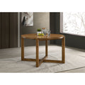 Andrew 47 Inch Round Dining Table Mid Century Modern Walnut Finish Wood Table With Cross Sled Base Seats 4