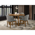 Andrew 5 Piece Round Dining Set With 47 Walnut Table 4 Light Gray Fabric Chairs Seats 4