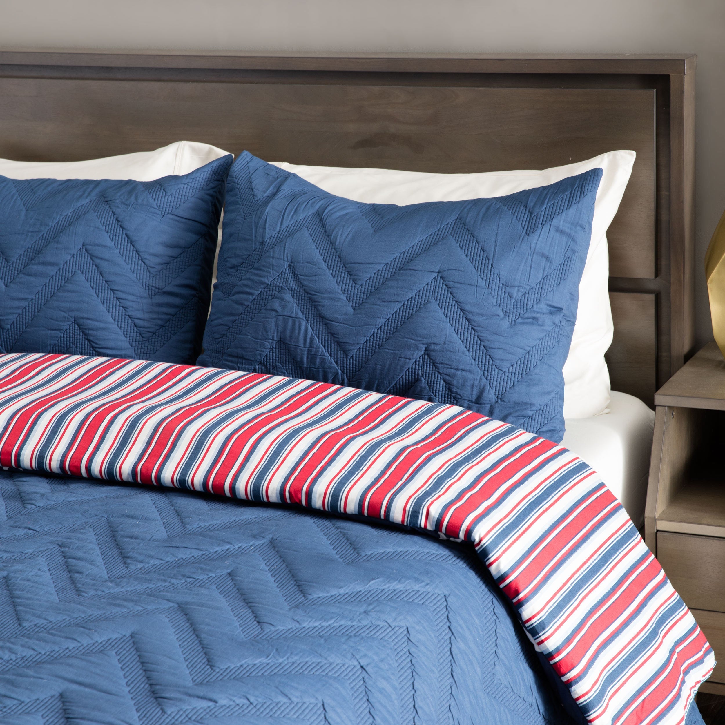 Andrew Charles All American Collection Navy Chevron Pattern Cotton Sham