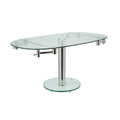 Casabianca Home Thao Collection Small Glass Extendable Dining Table Silver
