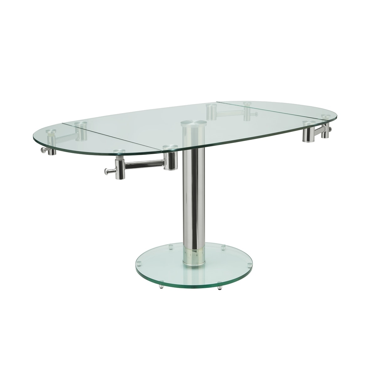 Casabianca Home Thao Collection Small Glass Extendable Dining Table Silver