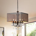 Aneji Matte Black Gold 4 Light Chandelier With Metal Shade