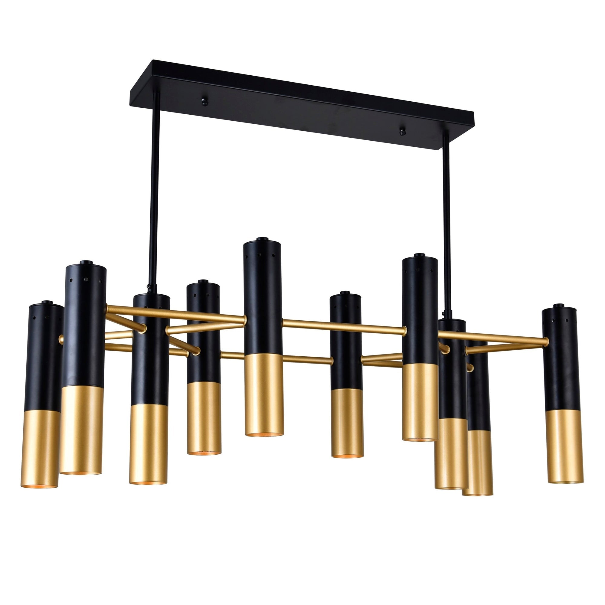 Silver Orchid Togo Matte Black Satin Gold 10 Light Chandelier