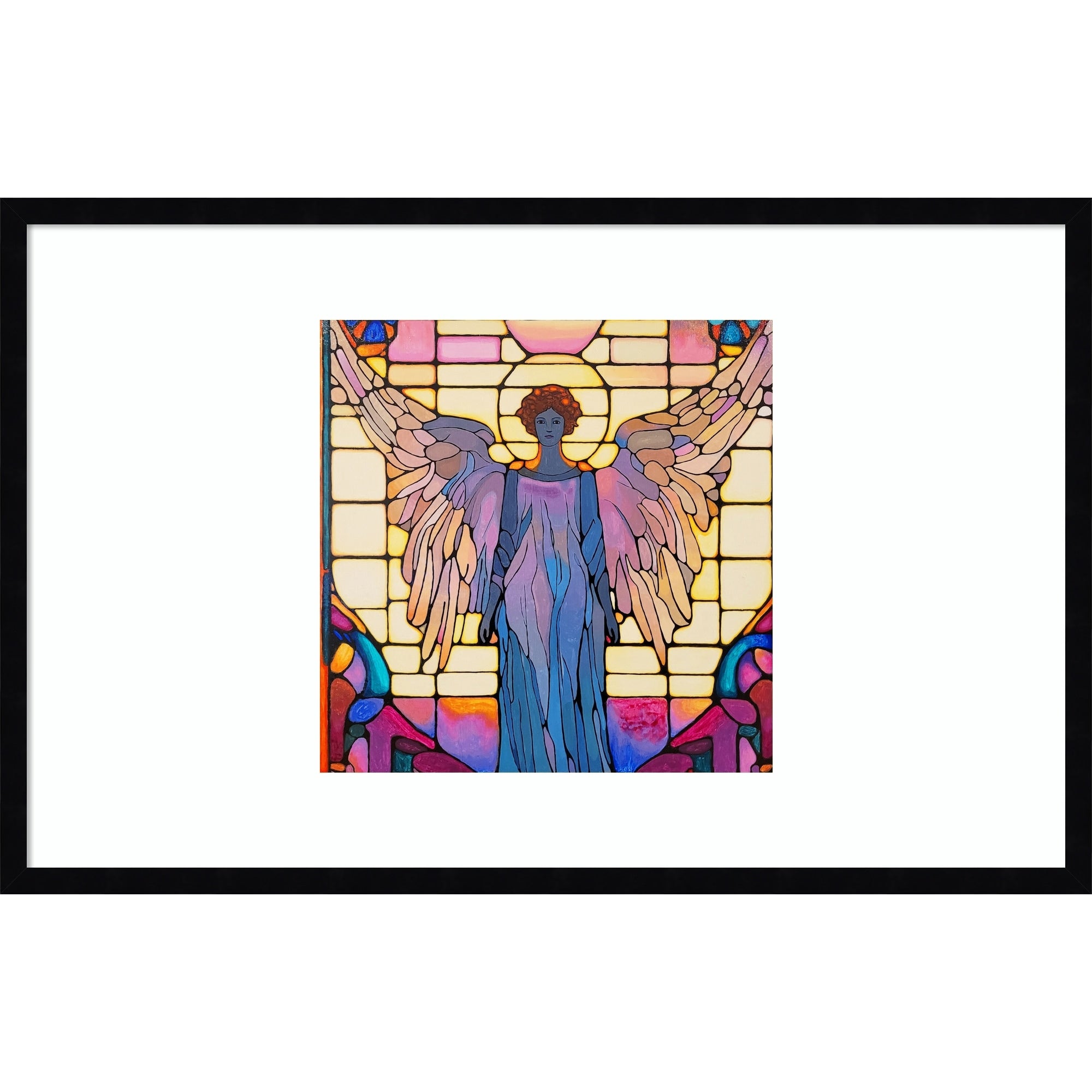 Angel Stained Glass Christian Art By Vivian Kim Wood Framed Wall Art Print