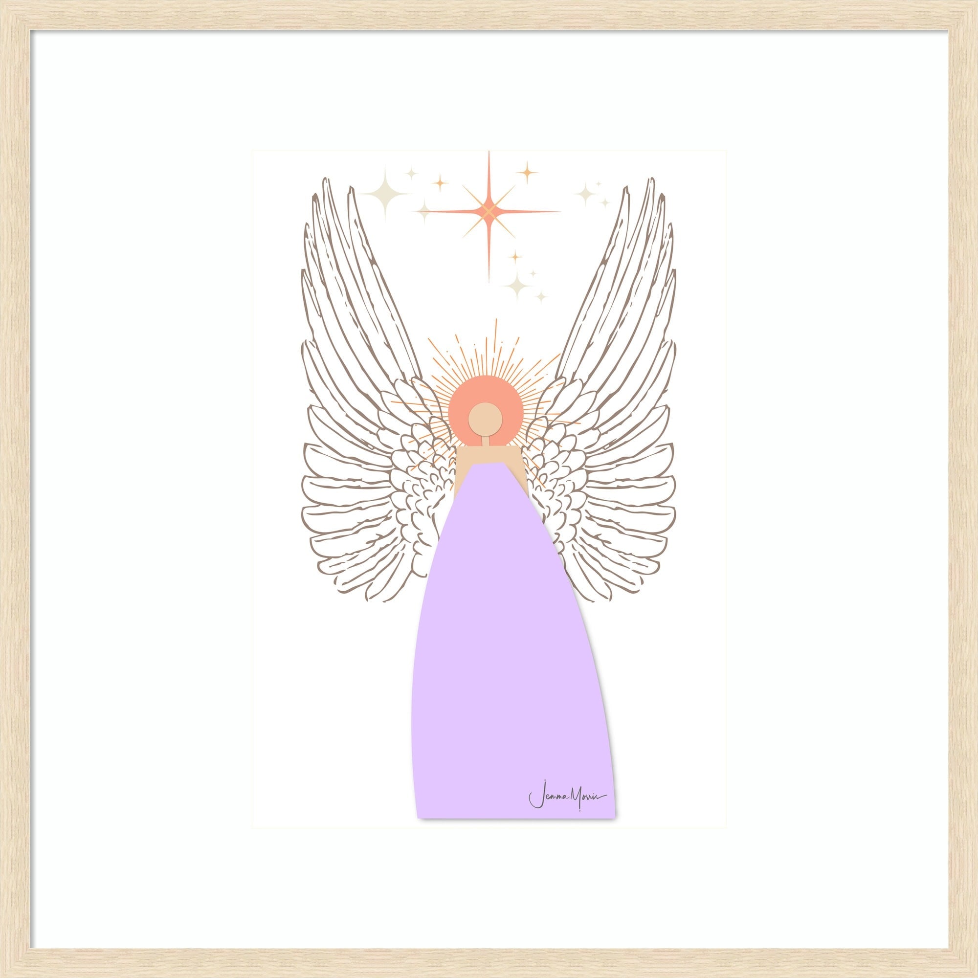 Angel In Purple Christian Art By Jemma Morris Wood Framed Wall Art Print