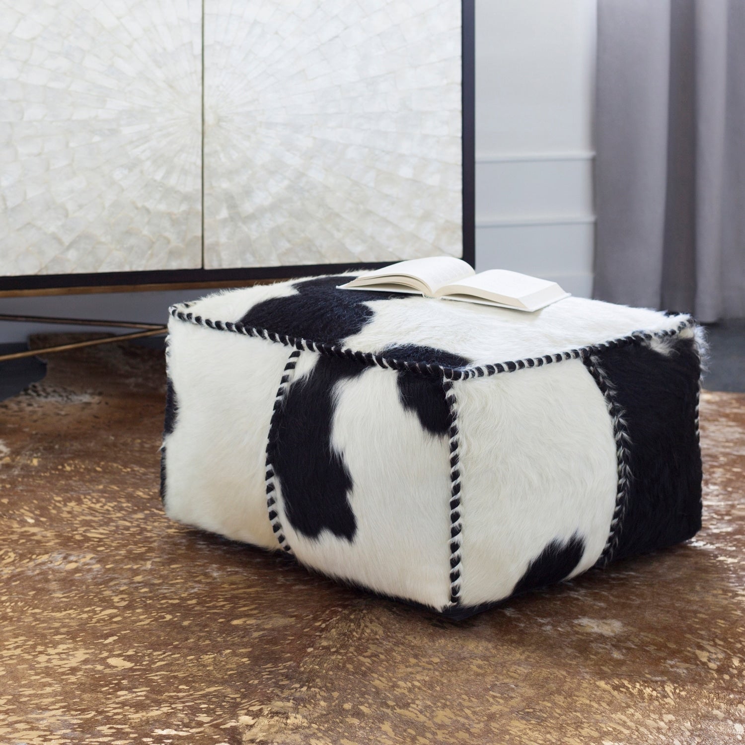 Animal Angela Square Hair On Hide Pouf 22 X 22 X 13