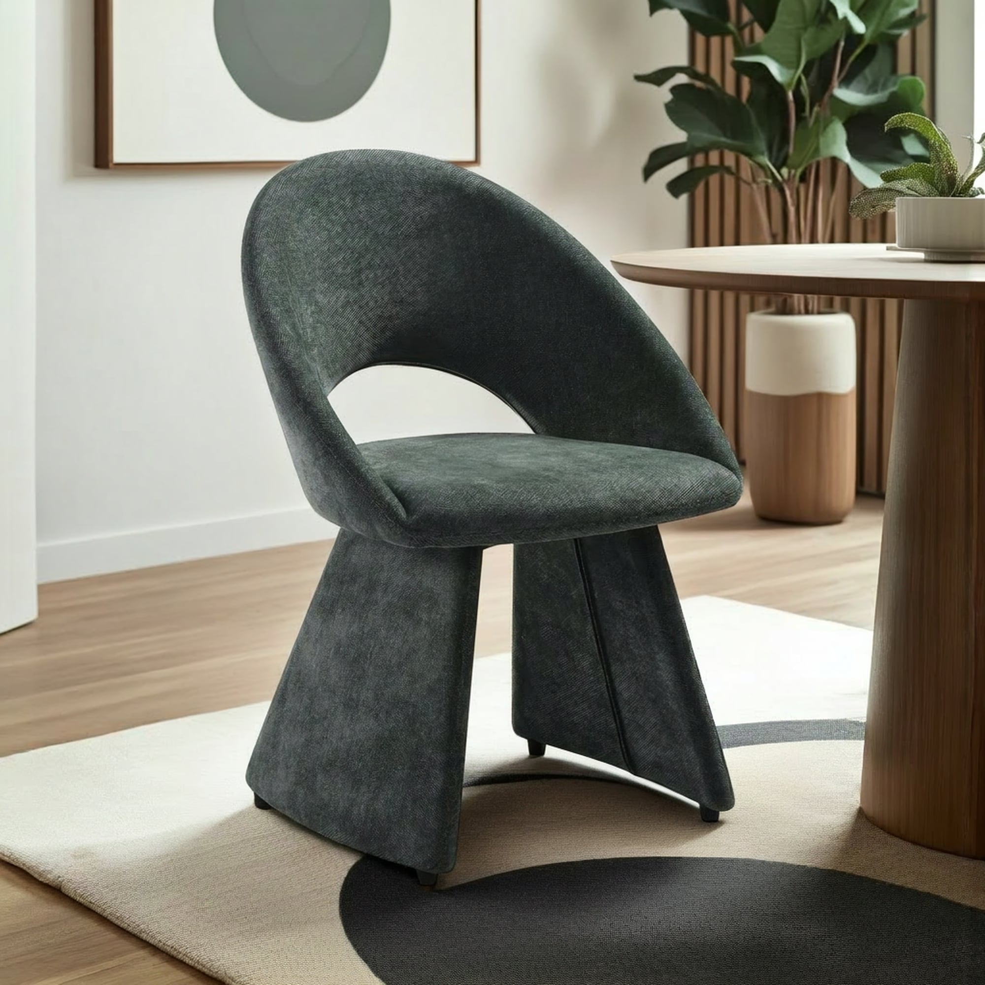 Angelina Modern Curved Back Forest Green Upholstered Dining Chair Set Of 2