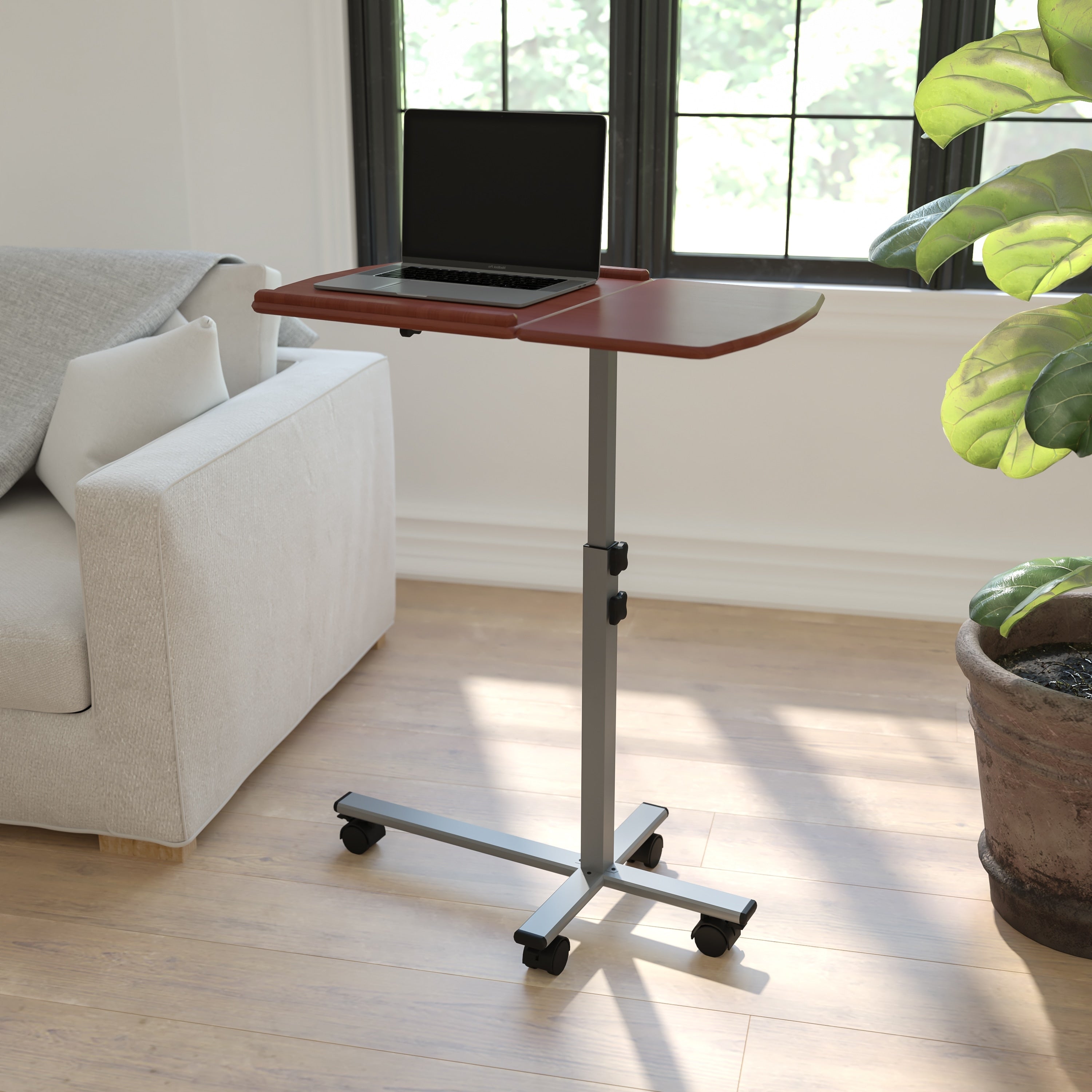 Adjustable Dark Finished Computer Desk