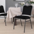 Hercules Series Stacking Banquet Chair With Black Vinyl And 1.5 Inch Thick Seat And Silver Vein Frame