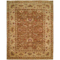Traditional Medium Brown Ivory Hand Knotted Area Rug