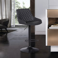 Anibal Contemporary Adjustable Barstool In Black Powder Coated Finish And Grey Faux Leather