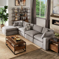 Anka Grey Linen Chaise Sectional Sofa With Ottoman By Inspire Q Modern