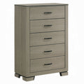 Anna 5 Drawer Tall Dresser Chest Weathered Gray Black Metal Accents