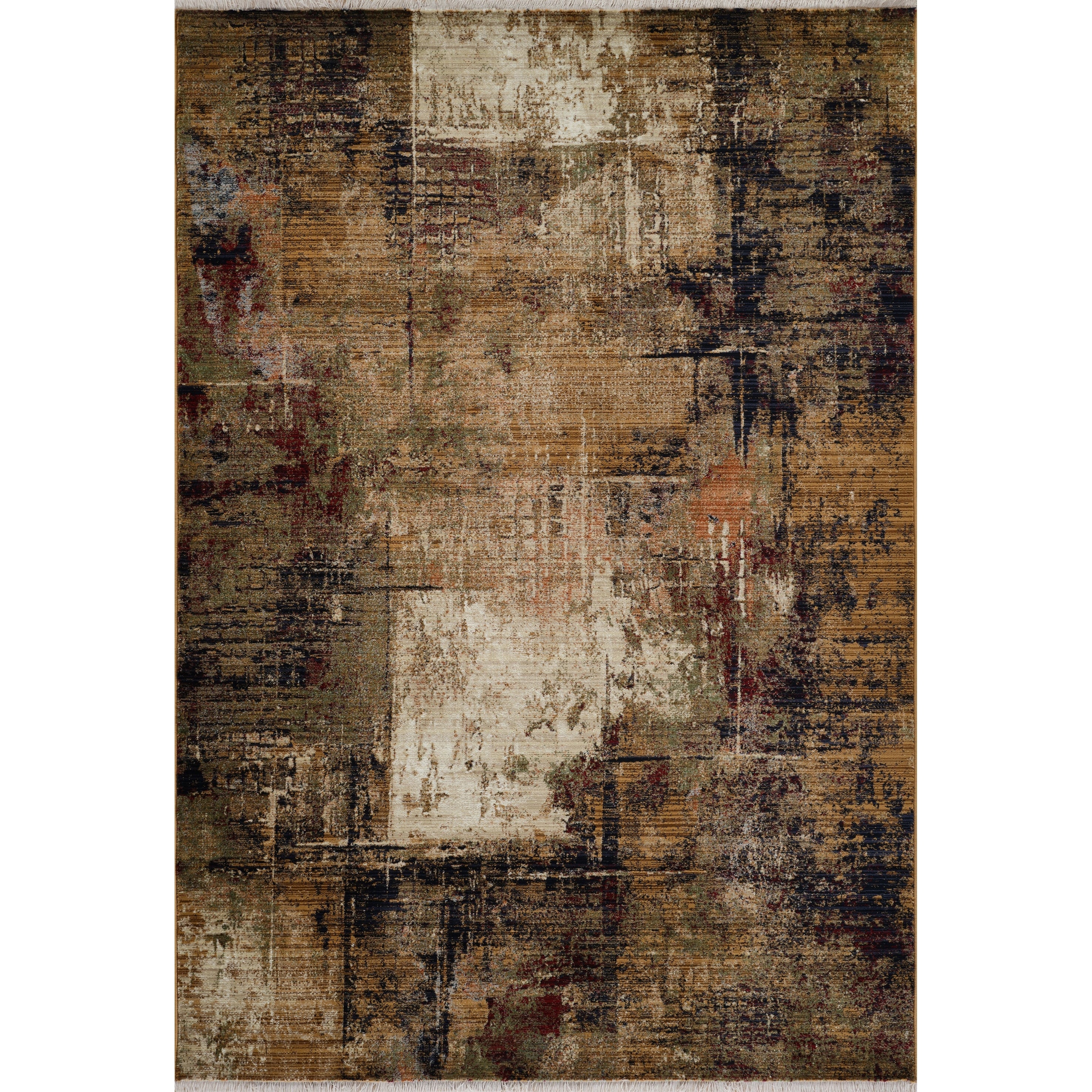 Anna Collection Abstract Red Grey Cream Area Rug