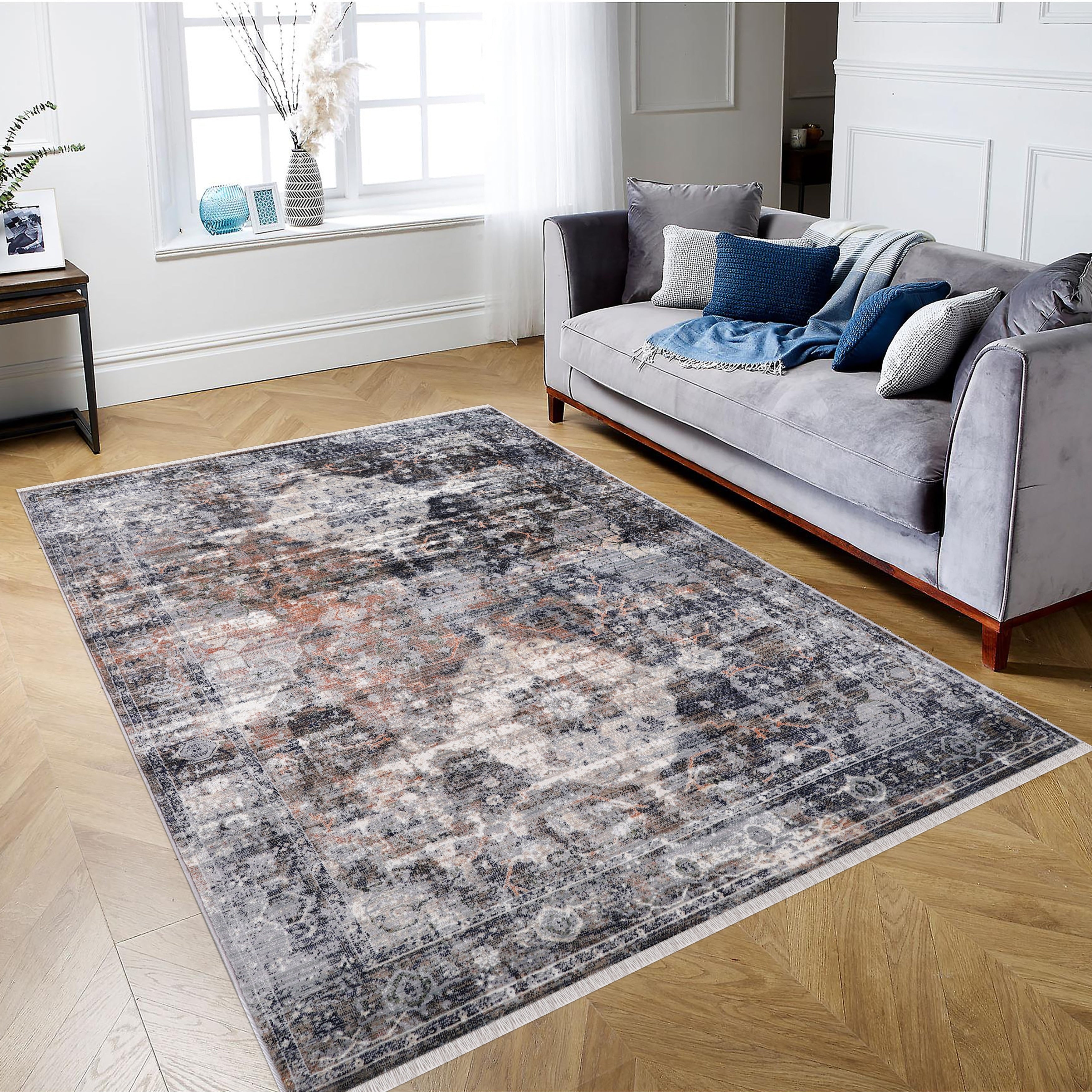 Anna Collection Abstract Multi Colored Area Rug