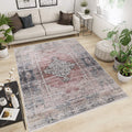 Anna Collection Traditional Beige Red Grey Area Rug