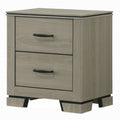 Anna Nightstand With 2 Drawers Weathered Gray Wood Black Metal Accents