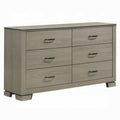 Anna Wide Dresser With 6 Drawers Weathered Gray Wood Black Metal Accents