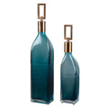Annabella Teal Glass Bottles Set Of 2