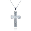 Annello By Kobelli 10K White Gold 3 8Ct Tdw Pave Diamond Cross Necklace
