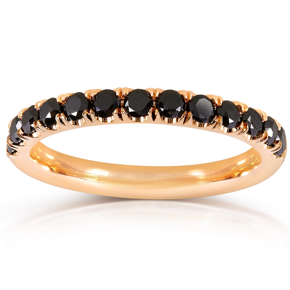 Annello By Kobelli 14K Gold 1 2Ct Tdw Black Diamond Comfort Fit Flame French Pave Band