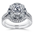 Annello By Kobelli 14K White Gold 1 1 2Ct Tdw Diamond 2 Piece Floral Antique Bridal Set