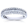 Annello By Kobelli 14K White Gold 1 2Ct Tdw Round And Baguette Diamond Wedding Ring