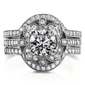 Annello By Kobelli 14K White Gold 1 5 8Ct Tdw Diamond 3 Piece Floral Antique Bridal Set