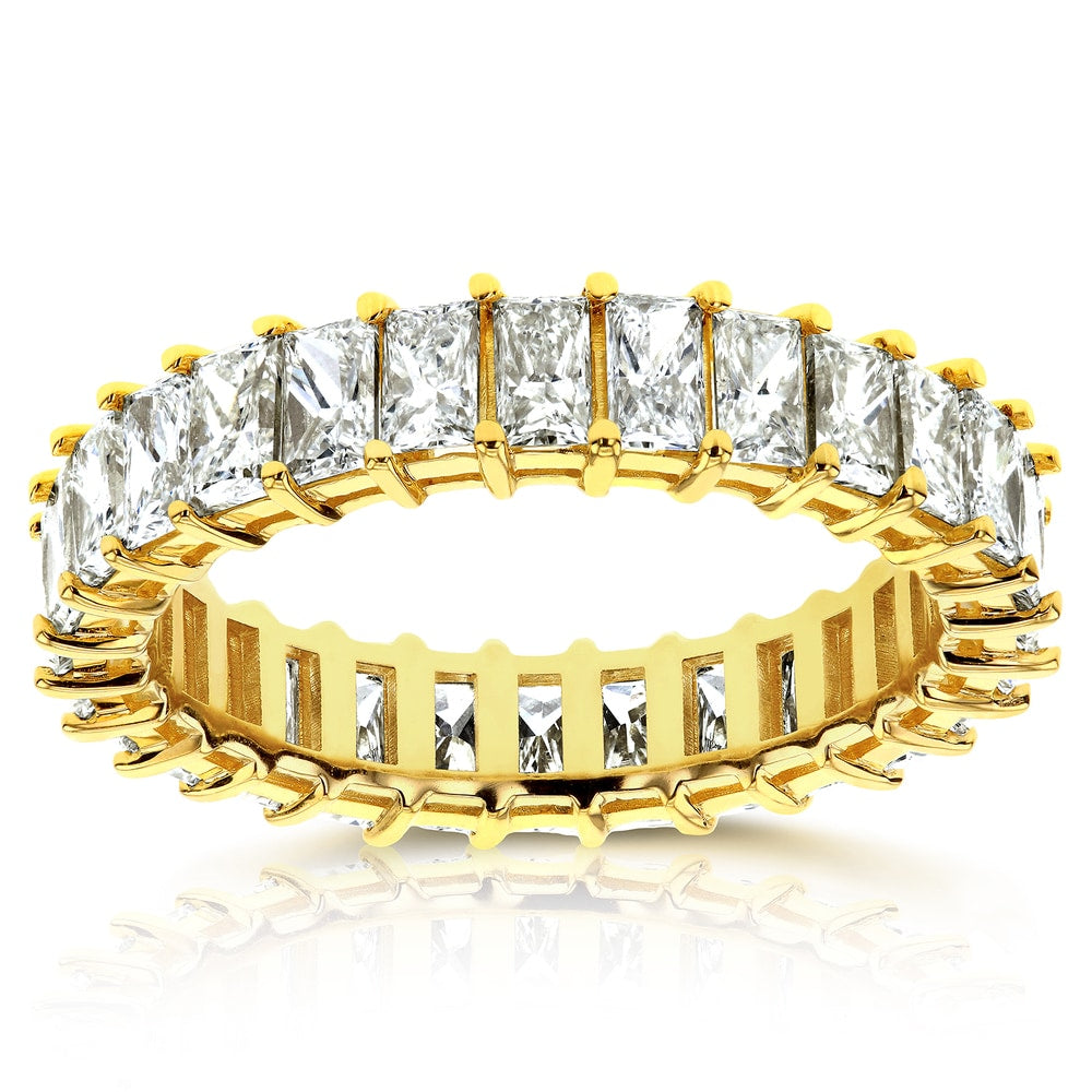 Annello By Kobelli 14K Yellow Gold 4 7 8Ct Tdw Diamond Princess Baguette Eternity Band Size 8.5