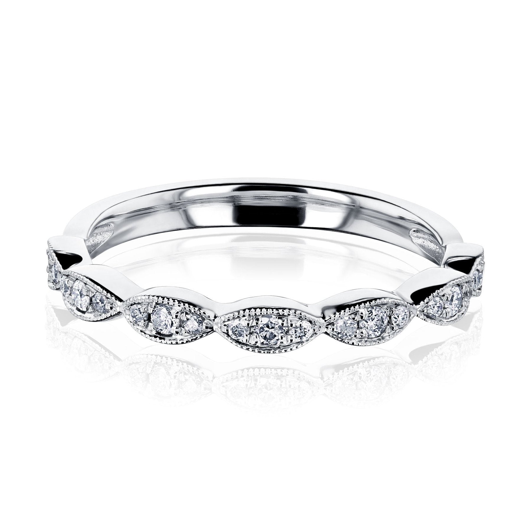 Annello By Kobelli The Floral Spring Band 10K White Gold Diamond Ring Hi I