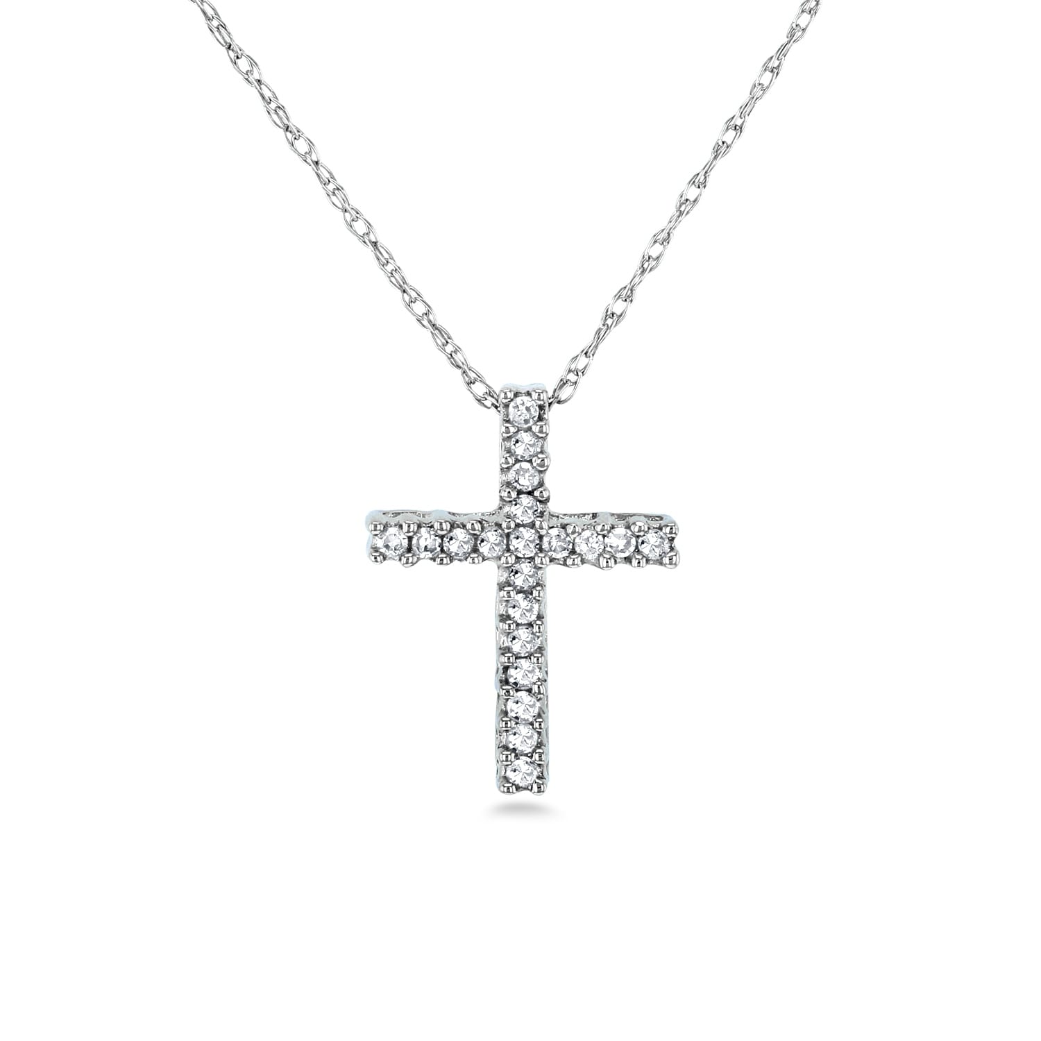 Annello By Kobelli 10K Gold 1 10 Carat Tdw Cross Necklace Shared Prongs Setting