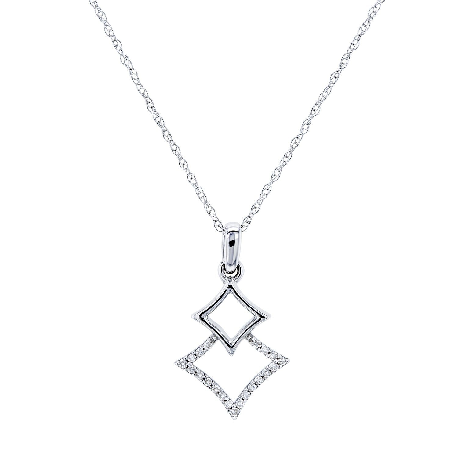 Annello By Kobelli 10K Gold Rhombus Geometric Diamond Necklace 18 Inch