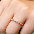 Annello By Kobelli 10K Gold Ribbed Navette Pattern Diamond Accent Band